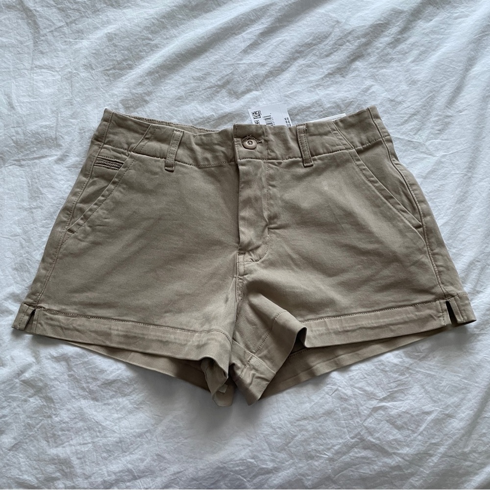 American Eagle Outfitters Stretch High-Waisted Trouser Short Tan
